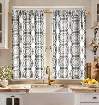 Miss Adola 36 Inch Length Kitchen Tier Curtains Pumpkin Leaf Cafe Curtains