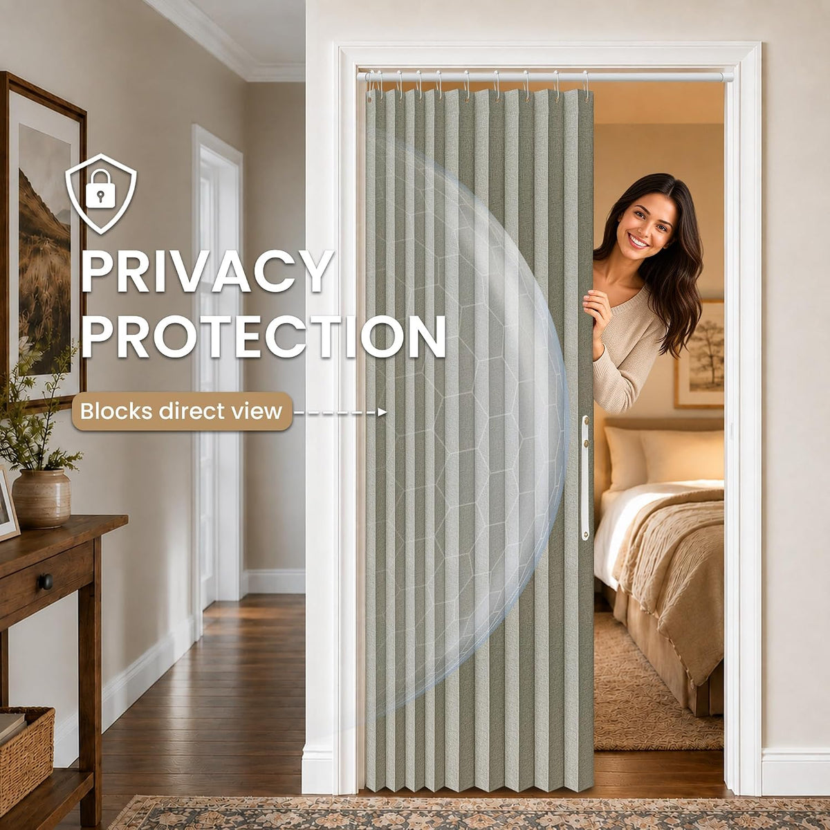 AJAZZ Blackout Accordion Door Magnetic Door Curtain Folding Closet Doors Curtain Invisible for Bedroom Room Living Room Doorway, Grey 42" W x 78" L, 1 Panel