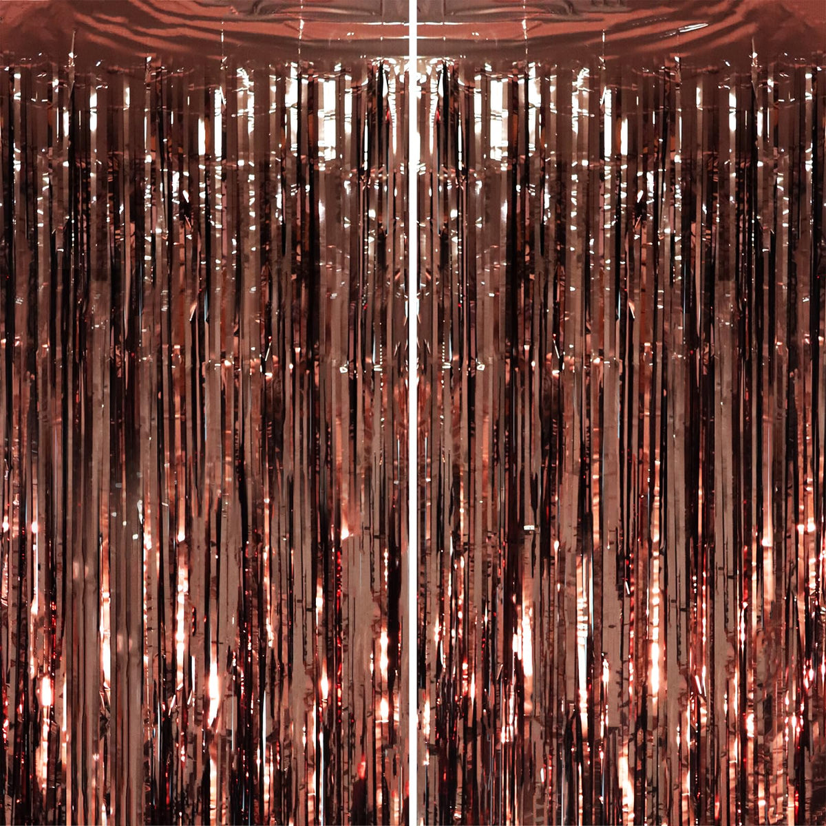 Voircoloria Laser Pink Foil Fringe Backdrop Curtains,3.3x6.6ft, 2 Pack