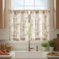 jinchan Floral Linen Kitchen Tier Curtains, 24 Inch, 2 Panels, Green