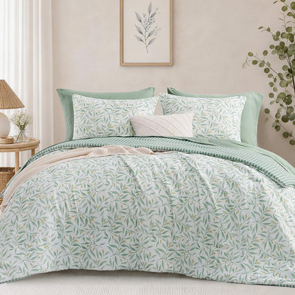 Monbix Queen Comforter Set - 7 Pieces Soft Bed in a Bag Queen Bedding Sets