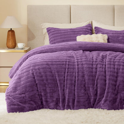 BEDELITE Fleece Queen Comforter Set, Fluffy Bed Set, Pink
