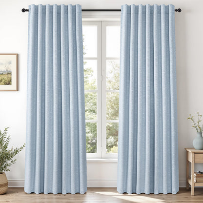 Topfinel Cream Linen Blackout Curtains 84 Inch Long for Bedroom Living Room, Ivory Pinch Pleat Back Tab Full Blackout Drapes Farmhouse Boho Curtains for Window, White Neutral Curtains 52" X 84" 7 FT