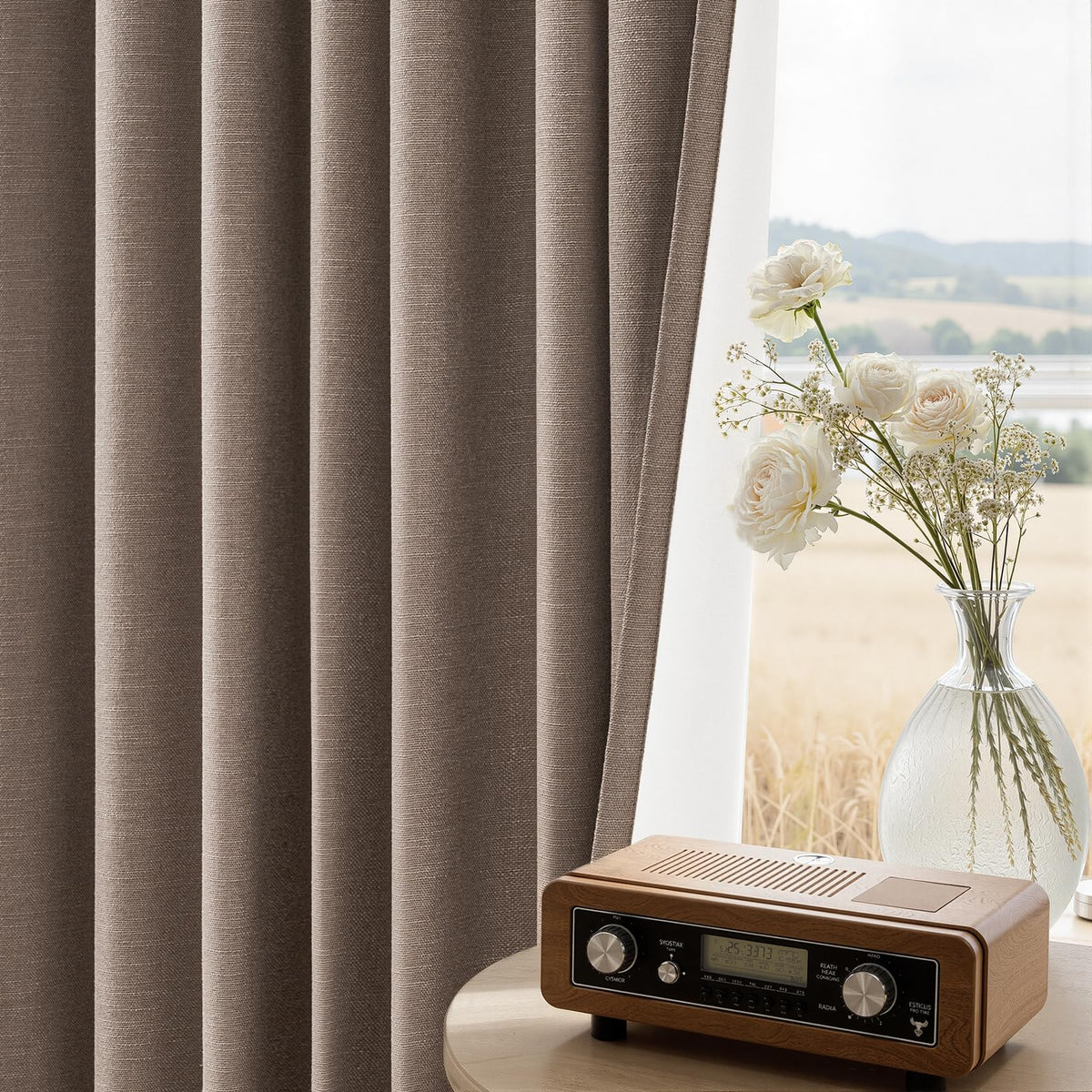 Topfinel Cream Linen Blackout Curtains 84 Inch Long for Bedroom Living Room, Ivory Pinch Pleat Back Tab Full Blackout Drapes Farmhouse Boho Curtains for Window, White Neutral Curtains 52" X 84" 7 FT