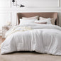 Bedsure Queen Size Comforter Sets, Beige Cationic Dyed Bedding Set 3 Pcs