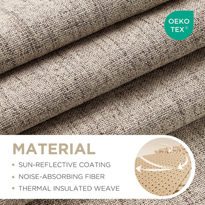 Joydeco 100% Blackout Curtains for Bedroom - Nature Linen 84 Inch Long
