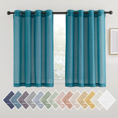 NICETOWN Semi Sheer Linen Ivory Curtains for Bedroom, W52xL84, 2 Panels