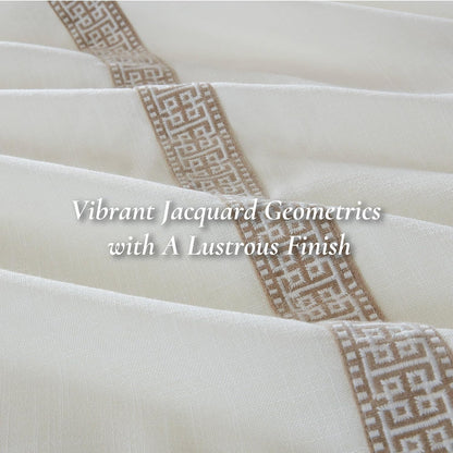 Madison Park Signature Oversized King Comforter Set, Luxury Hotel Style Bedding with Embroidered Details, All Season Down Alternative Comforter, Matching Shams & Decorative Pillows, Ivory/Tan, 9 Piece