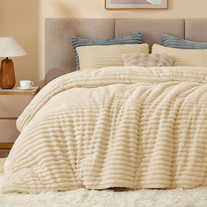 BEDELITE Fleece Queen Comforter Set, Fluffy Bed Set, Pink