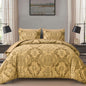 WONGS BEDDING Black Comforter Set Queen Size, Gold Damask Texture 7 Pieces Bed in a Bag Microfiber Comforter Bedding Sets -1 Comforter, 1 Flat Sheet, 1 Fitted Sheet, 2 Pillow Shams, 2 Pillowcases