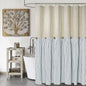 DOSLY IDÉES Farmhouse Shower Curtain,Beige and Gray Stripe,Button Curtain,Linen and Cotton Woven Fabric,Rustic Charm Country Chic Style,72x72 in