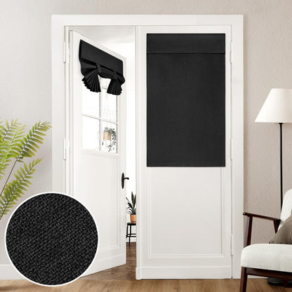 HOMEIDEAS 100% Blackout Linen Door Curtains for French Door 26x68 Inch