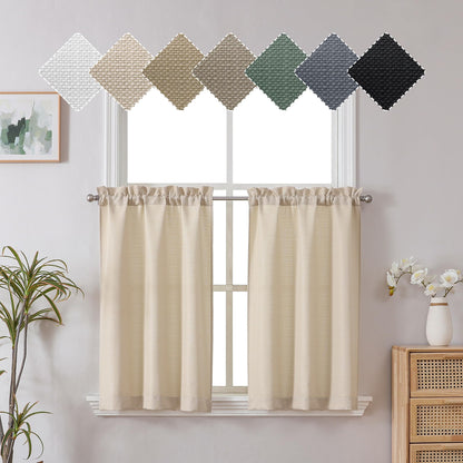 Chyhomenyc 2 Panels White Kitchen Curtains 36 Inch Length Tier Curtain