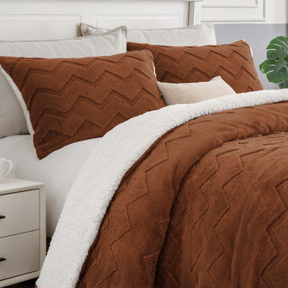 BEDELITE Fluffy Sherpa Queen Comforter Set,Grey