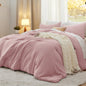 Bedsure Queen Comforter Set Prewashed Soft Bedding Set 3Pcs Beige 90"x90"