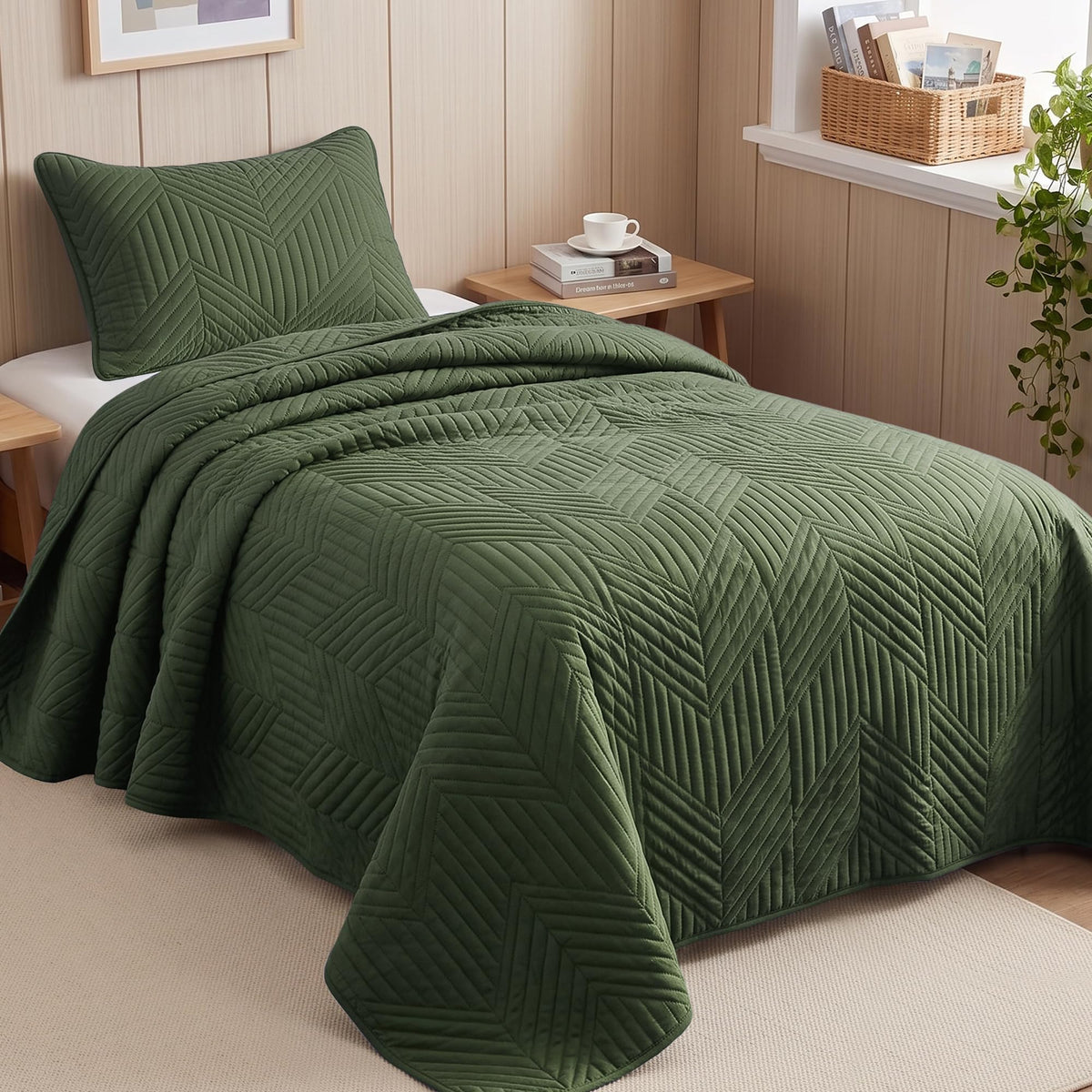 Exclusivo Mezcla Ultrasonic Full Queen Quilt Bedding Set, Beige Cream