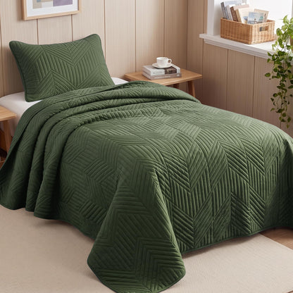 Exclusivo Mezcla Ultrasonic Full Queen Quilt Bedding Set, Beige Cream
