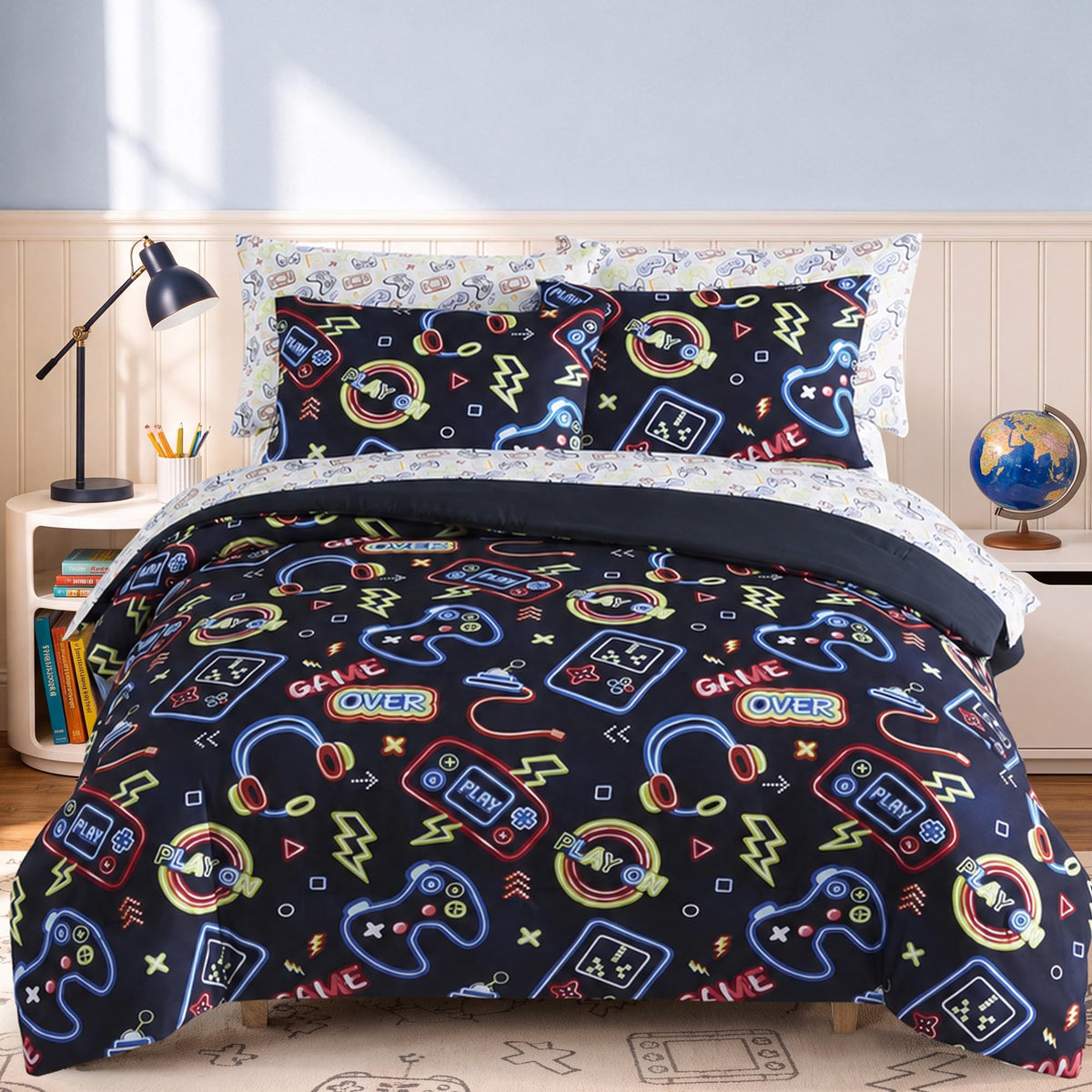 Twin Bedding Sets for Boys - 5 Pieces Space Bedding Twin Comforter Set