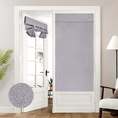 HOMEIDEAS 100% Blackout Linen Door Curtains for French Door 26x68 Inch