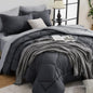 HEVUMYI 7-Piece Full Comforter Set, Dark Grey Bed in a Bag