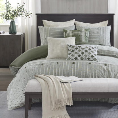 Madison Park Farmhouse King Cotton Comforter Set with Removable Cover, 9pc