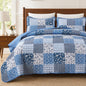 Mybedsoul Boho Quilts Queen Size, Patchwork Floral Bedding Set, Blue