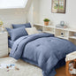 Full Comforter Set - 7PCS Bed in a Bag, Seersucker Bedding Set, Dark Grey
