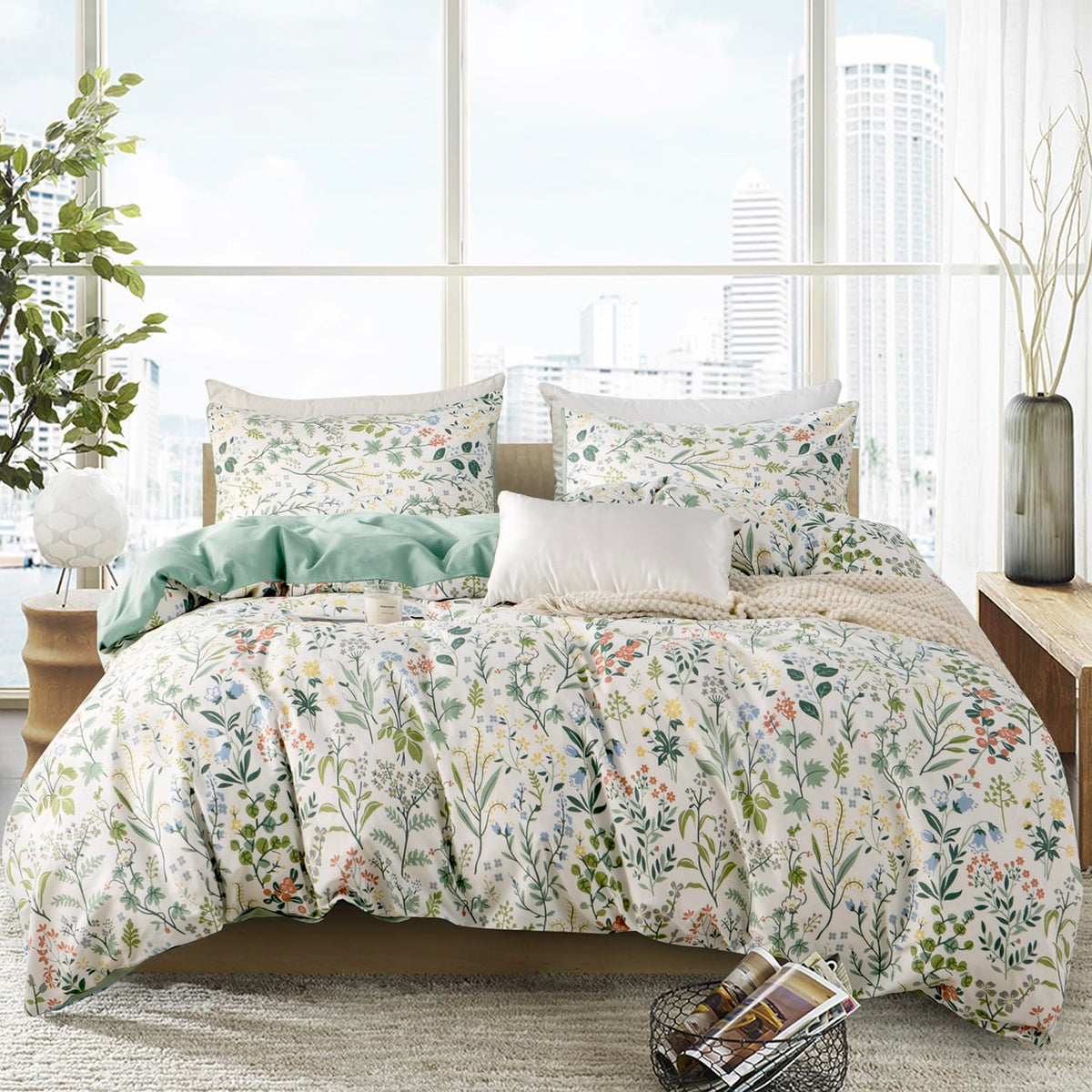 Comforter Queen Set Grid Black 100% Soft Washed Microfiber Jacquard 3 Pieces Grid Bedding Sets Grey White Comforter Queen for All Seasons and 2 Pillowcases Comfort Breathable