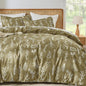 MUXHOMO Duvet Cover King Size, 3-Piece Floral Grey-Blue Bedding Set
