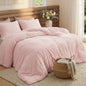 Bedsure Large Queen Fluffy Comforter Set, Cozy Fleece Cream White Bedding