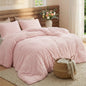 Bedsure Large Queen Fluffy Comforter Set, Cozy Fleece Cream White Bedding