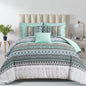 Cottolester Boho Comforter Set Queen Size 8 Piece Bed in a Bag Bohemian Striped Bedding Quilt Set Aqua Paisley Floral Comforter and Sheet Set,Soft Microfiber Complete Bedding Sets for All Season