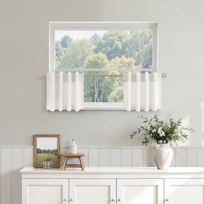 Nanspring Linen Kitchen Window Curtains Over Sink for Cafe 36x36 Inch Cream