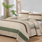 WONGS BEDDING Grey Queen Size Quilt Set, Boho Striped Bedspread