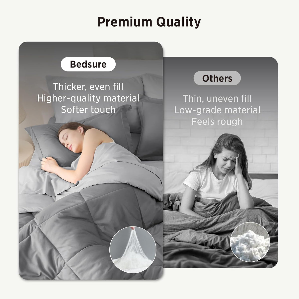 Bedsure Bed in a Bag Full Reversible Bed Set 7 Pieces Grey/Light Grey
