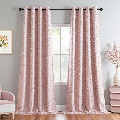 MYSKY HOME Kids Blackout Curtains for Boys Bedroom 84 Inch Long 100% Light Blocking Cute Curtains for Playing Room 2 Panels Grommet Nursery Drapes with Rainbow Pom Pom Sheer 2 Layered 50W x 84L