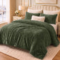 CozyLux Fleece Queen Comforter Set, 3 Piece Winter Warm Black Bedding