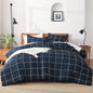 Andency Tan Gingham Comforter Set Twin, Brown Checkered Grid Plaid Bedding