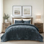 EverGrace Stripe Channel Luxury Velvet Quilt Set King Size, Beige Taupe