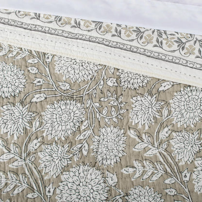 Levtex Home Adare Taupe Reversible King/Cal King Quilt Set (106x92in) and 2 Pillow Shams (36x20in) - Floral Bedding - Taupe White - Cotton King Size Quilt Bedding Set - Lightweight, Soft, Pre-Washed