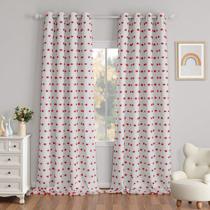 MYSKY HOME Kids Blackout Curtains for Boys Bedroom 84 Inch Long 100% Light Blocking Cute Curtains for Playing Room 2 Panels Grommet Nursery Drapes with Rainbow Pom Pom Sheer 2 Layered 50W x 84L