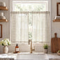 jinchan Linen Striped Tier Curtains for Kitchen Windows Green 26 x 24 inch