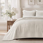 EVERGRACEHOME 100% Cotton Modern Lines Quilt Set King Size, Stone Taupe