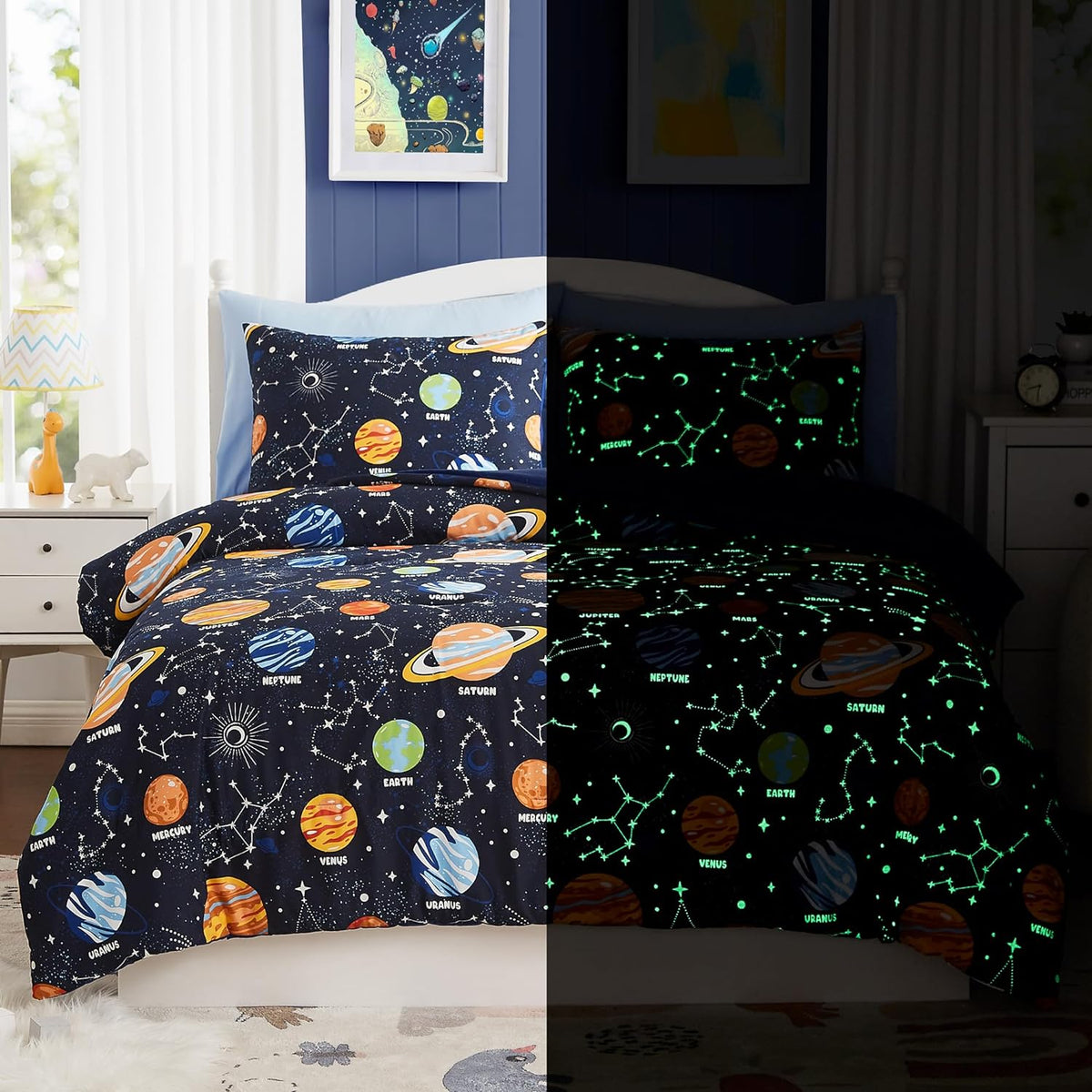 Twin Bedding Sets for Boys - 5 Pieces Space Bedding Twin Comforter Set