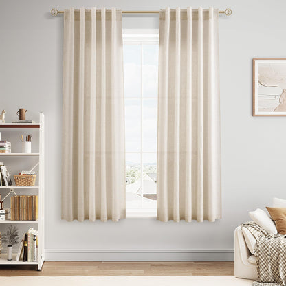 Nanspring Linen Kitchen Window Curtains Over Sink for Cafe 36x36 Inch Cream