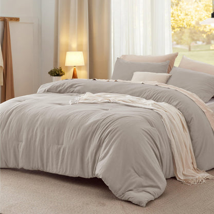 Bedsure Queen Comforter Set Prewashed Soft Bedding Set 3Pcs White 90"x90"