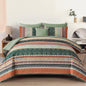 Cottolester Boho Comforter Set Queen Size 8 Piece Bed in a Bag Bohemian Striped Bedding Quilt Set Aqua Paisley Floral Comforter and Sheet Set,Soft Microfiber Complete Bedding Sets for All Season