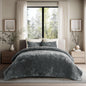 EverGrace Stripe Channel Luxury Velvet Quilt Set King Size, Beige Taupe