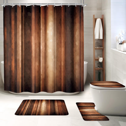 Rustic Brown Striped Shower Curtain Abstract Ombre Vintage Modern Masculine