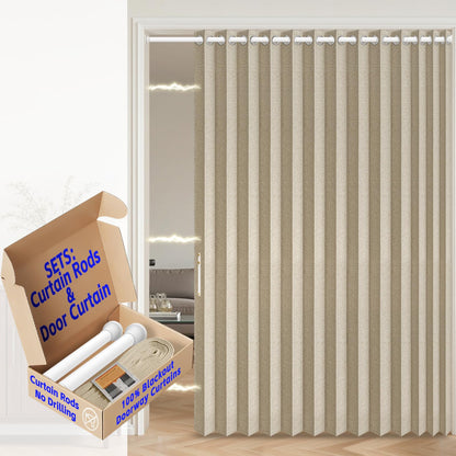 AJAZZ Blackout Accordion Door Magnetic Door Curtain Folding Closet Doors Curtain Invisible for Bedroom Room Living Room Doorway, Grey 42" W x 78" L, 1 Panel
